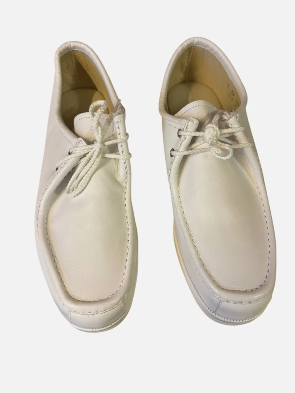 Johnston & Murphy Men's White Bucks VTG USA Made Moc Toe Derby Shoes Sz 8W